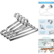 40 Pk Heavy Duty Stainless Steel Clothes Hangers Metal Slim Space Saving 16.5in