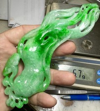 Rare Vintage Chinese Export Jade LOTUS FLOWER Pendant Large 6.5