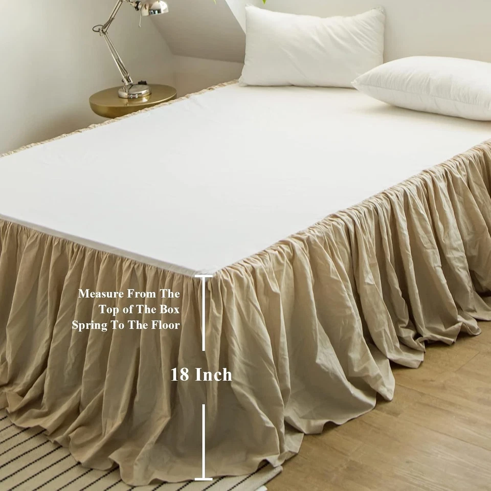 Falda de cama BISELINA francesa de lino con volantes plisados caída a medida de 18 pulgadas Foto 4 de 4