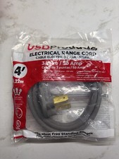 Range Oven Electric Power Cord 3 Prong Wire 50 Amp 4' Foot Heavy Duty FREE SHIP
