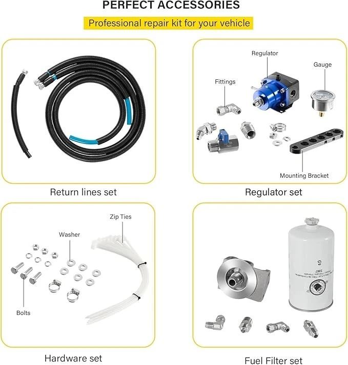 Kit de retorno regulado de tazón de filtro de combustible 3405 OBS Fit 1994-1997 Ford 7,3 L F250 F350 Foto 3 de 4