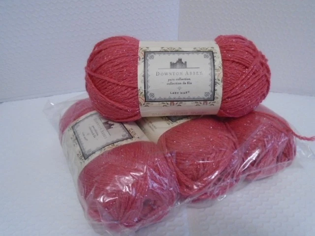 Four 3 oz Skeins Downton Abbey Lady Mary, Metallic Color Coral Shine - Image 2 of 4