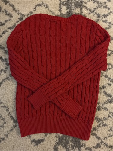 Polo Ralph Lauren Cable Knit Sweater Red Kids Size Small (8) Crewneck - Picture 2 of 3