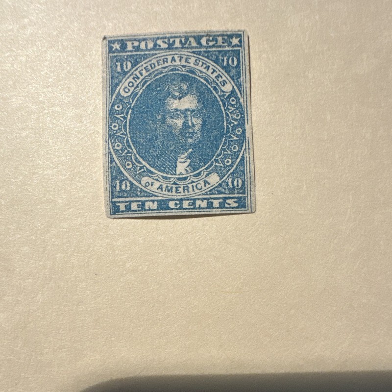 Confederate States 10 Cent Blue Postage Stamp Mint Hinged Ungraded Uncert