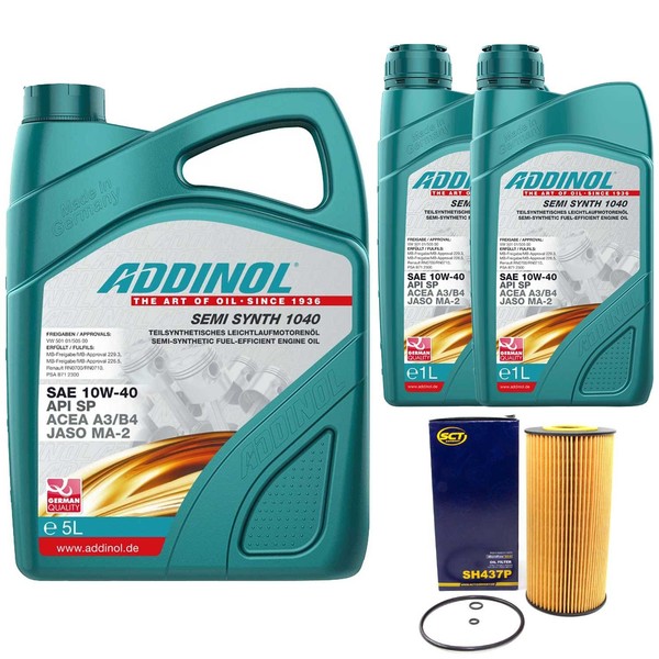 MotoröL Set 10W-40 Semi Synth 1040 7 Liter + ÖLfilter FüR Mercedes E-Klasse W210-image