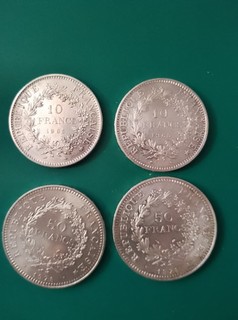 Lot de 4 pièces argent 900 ‰ Francs Hercule (2 10 fr 2 50 fr)