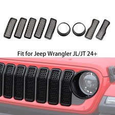 Black Headlight Grille Inserts Trim Coves Bezel For Jeep Wrangler Jl 2024-2025
