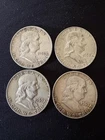 Ben Franklin Silver Half Dollars Lot Of 4 Coins