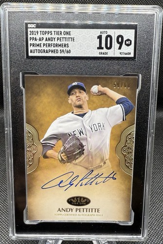 2019 Topps Tier One Andy Pettitte New York Yankees Auto /60 SGC 9 Prime Perform