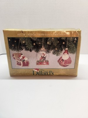 Dillard's Trimmings Set Of 3 Reflections Santa Ornaments