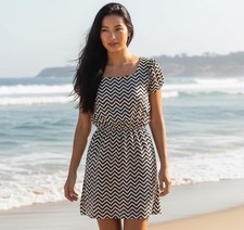 Rue21 Small Black & White Chevron Print A-Line Mini Dress