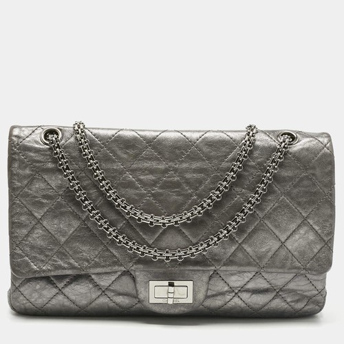 Chanel Metallic Grey Quilted Aged Leather 227 Reissue 2.55 Flap Bag