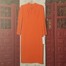 NWT Calvin Klein Orange Polyester Sheath Dres...