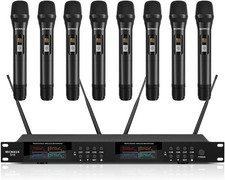 Pro 8 Channel UHF 8 Handheld Audio Wireless Microphone System - Very Good