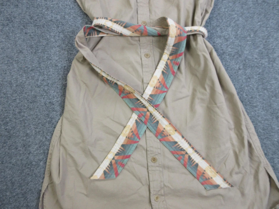 Vestido Polo Ralph Lauren Para Mujer 12 Caqui Azteca Cinturón Camisa Vestido Bolsillos Cortos Foto 4 de 4