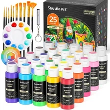 Shuttle Art 25 Colors Outdoor Acrylic Paint Set, 2oz/60ml Waterproof Acrylic ...