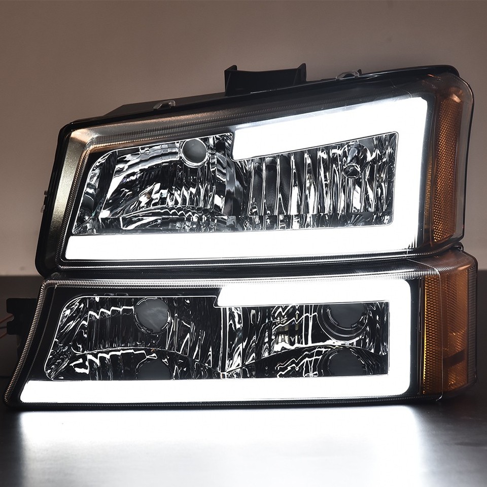 LED DRL Clear Chrome Headlights+Bumper Lamps Fit For 1999-2007 GMC Sierra/Yukon - Foto 3