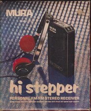 Vintage Mura Hi-7 Hi Stepper Personal AM/FM Stereo Radio w Headphones & Box