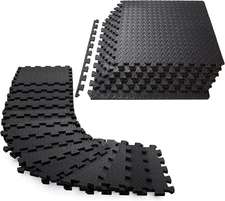 BalanceFrom Fitness 48 Sq Ft Interlocking EVA Foam Exercise Mat Tiles, Black