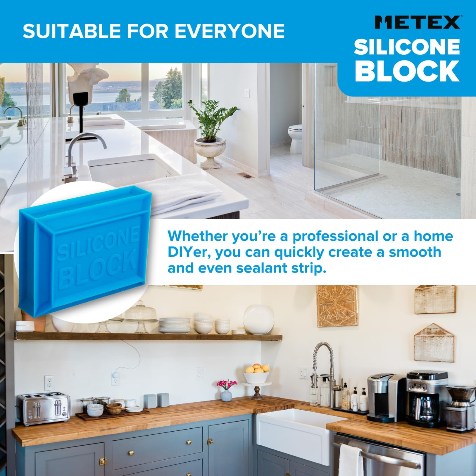 Silicone Block - 5 in 1 Easy Grip Sealant Shaping & Finishing Caulking Tool -...