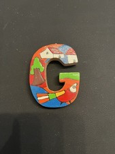 Vintage La Palma Folk Art Letter G Hand Painted El Salvador Wood 2.75  