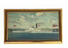 Vintage Framed Nautical Print &ndash; Steamboat Alida Hudson River &ndash; James Bard Art