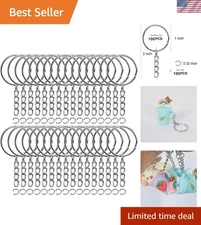 Bulk Keychains Key Rings and Chains 50PCS Silver Heavy Duty Craft DIY