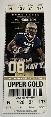 CFB 2016 10/08 Houston at Navy Football Ticket-Greg Ward Jr. 359Pass,94Rush yds