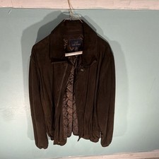 Brooks Brothers Mens L Brown Leather Bomber J...