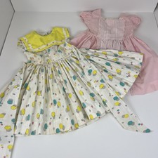 Vintage Hand Made Girl or Doll Dress Pink 3T 1950's Print  Pink