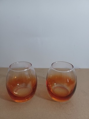 Set 2 MCM Roly Poly Amber Fade Ombré  Juice Cups Barware Glassware Pre-owned 