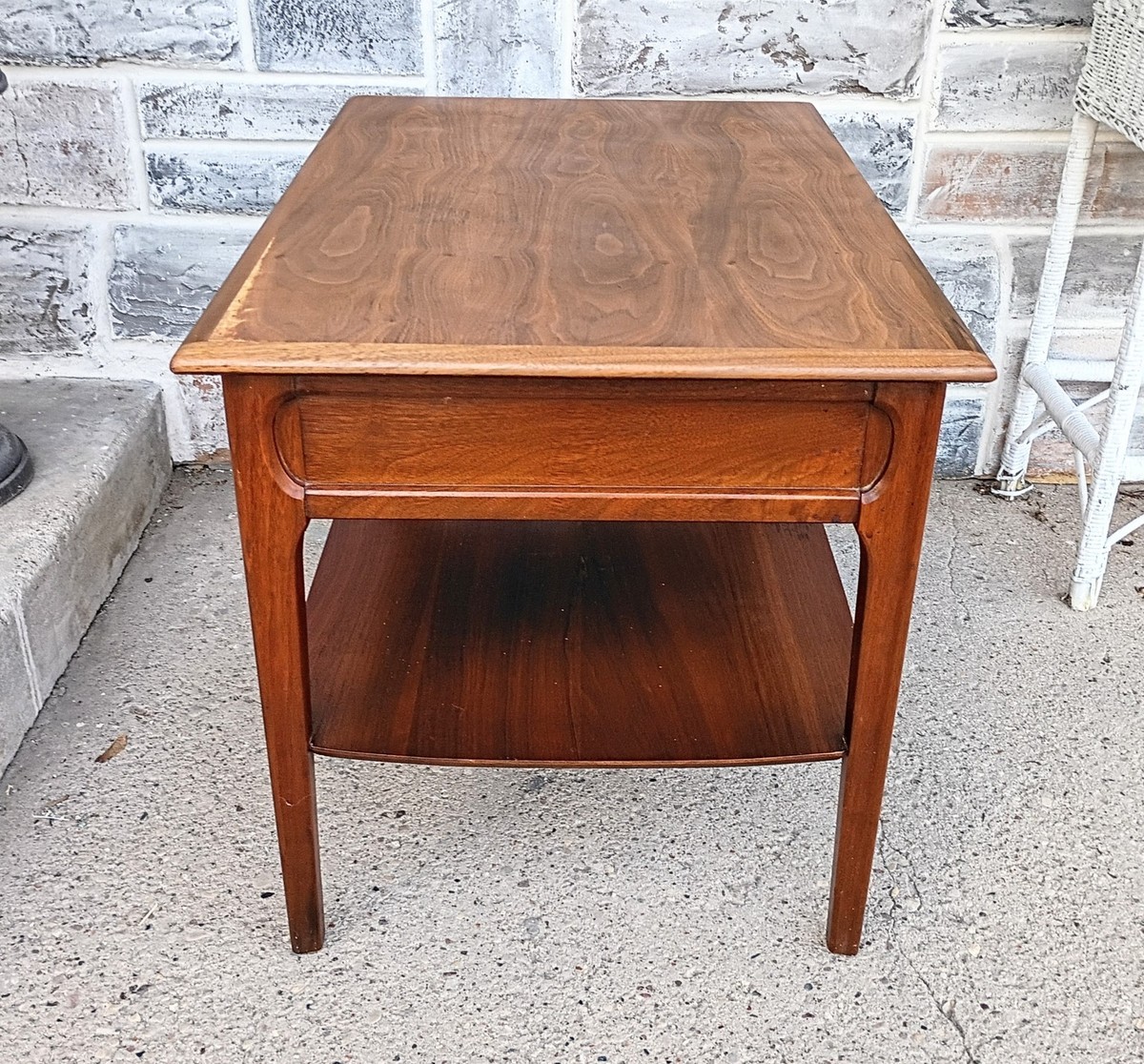 Vintage Mid Century Mersman 2 Tier Walnut End Table w/ Drawer | eBay