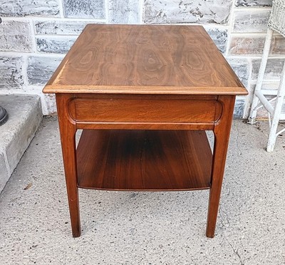 Vintage Mid Century Mersman 2 Tier Walnut End Table w/ Drawer | eBay