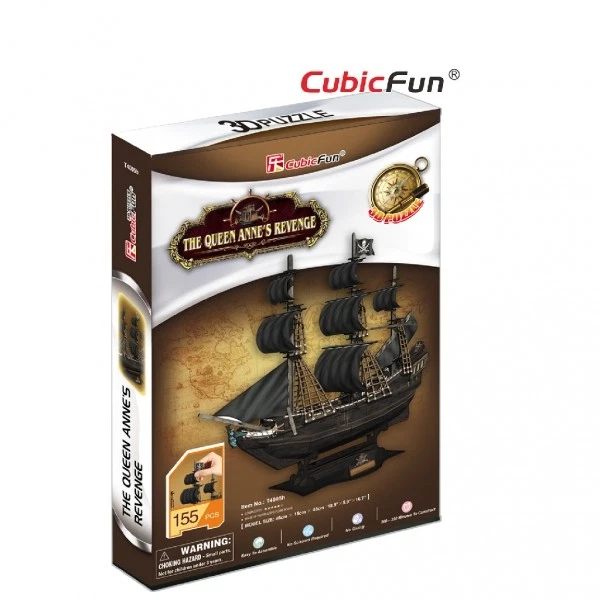 Puzzle 3D QUEEN ANNE'S REVENGE VELIERO NAVE DEI PIRATI CubicFun - Immagine 4 di 4