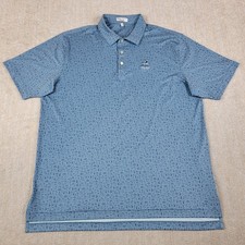 Peter Millar Polo Shirt Mens XL Blue AOP Summer Comfort Drinks Eagle Golf Print