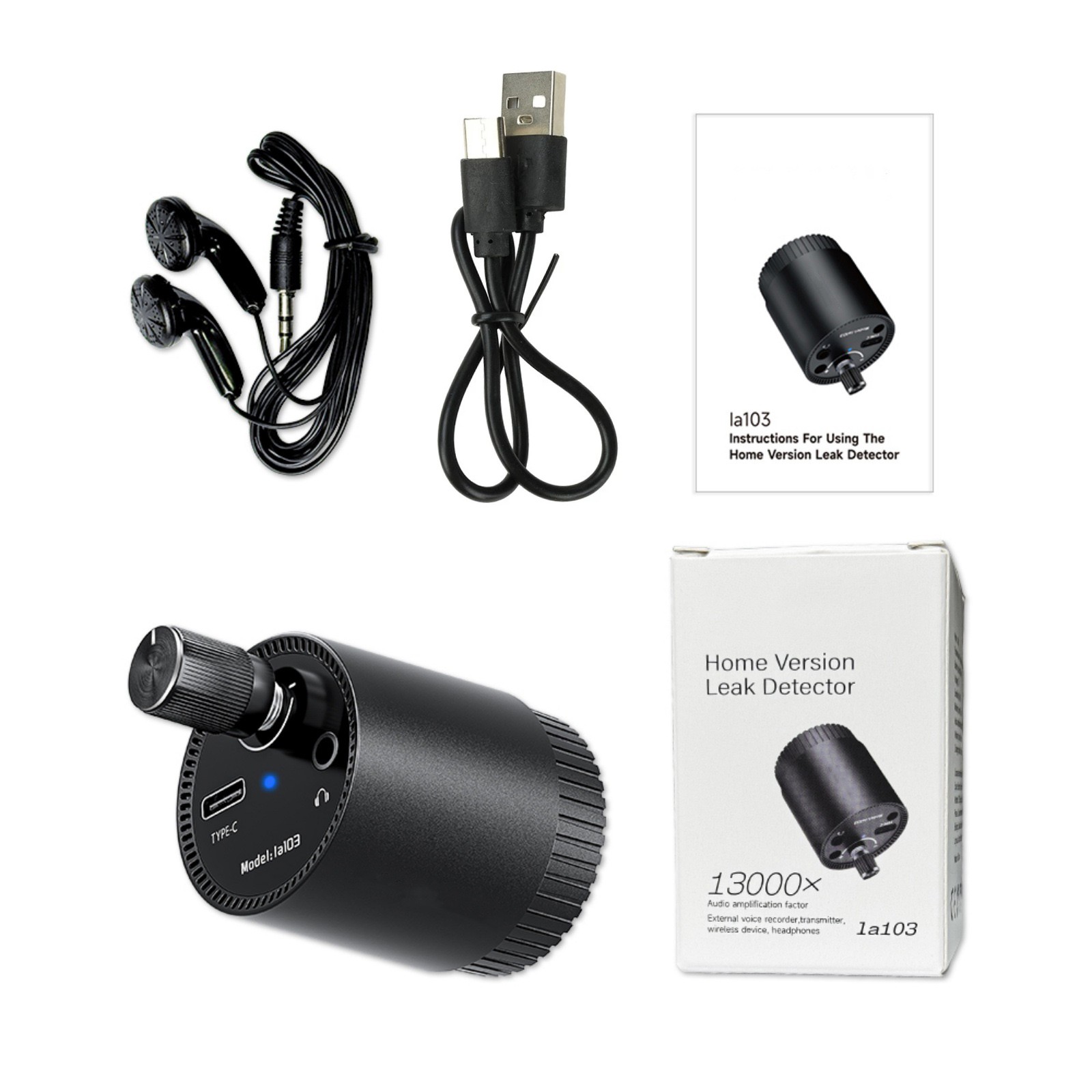 Portable Water Pipe Leak Detector Sensor with Headphone for Underground Leakage