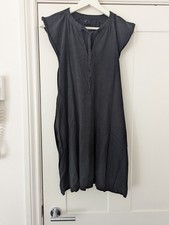 NEXT Women's BLACK Linen Mix Trapeze Short Dress* Cap Sleeves SZ 10 PETITE VGC