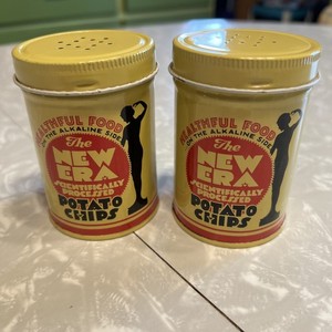 Vintage The New Era Potato Chips Salt & Pepper Shakers-Sweet Pair