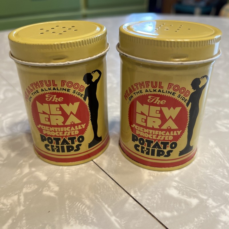 Vintage The New Era Potato Chips Salt & Pepper Shakers-Sweet Pair