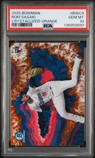 2025 Bowman Crystallized Roki Sasaki Orange RC /25 BWC9 SSP GEM MINT PSA 10🔥