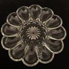 Vintage Anchor Hocking #896 Clear Glass Deviled Egg/Oyster Server 10", Scalloped