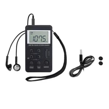 Mini Portable AM/FM Radio With Headphones & LCD Screen Pocket Handheld Radio