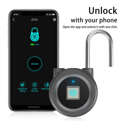 Waterproof Fingerprint Padlock Lock Smart APP Bluetooth Lock Door Keyless New