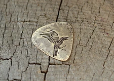Bronze guitar pick - playable with Raven from norse mythology   - collectible