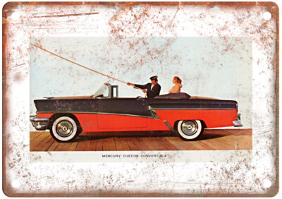 Vintage 1956 Mercury Custom Convertible Auto Ad Reproduction Metal Sign A11695