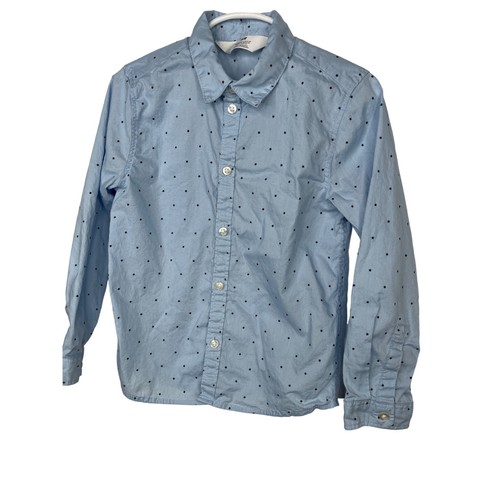 H and M Shirt Boys Sz 6 Kids Top Long Sleeve Button Down Blue Stars Fall Casual - Picture 4 of 11