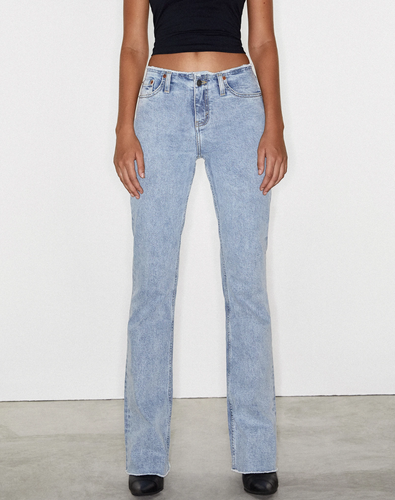 MOTEL ROCKS Frayed Low Rise Jeans in 