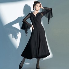 Latin Ballroom Dance Dress Modern Salsa Waltz Standard Long Dress J056 2 Colors