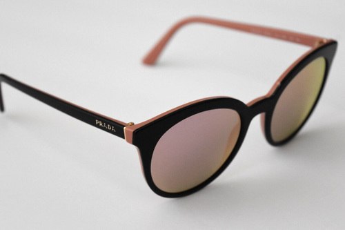 Prada Authentic Round Black Pink Mirrored SPR02X 541-726 53-21-145 Sunglasses - Picture 5 of 6