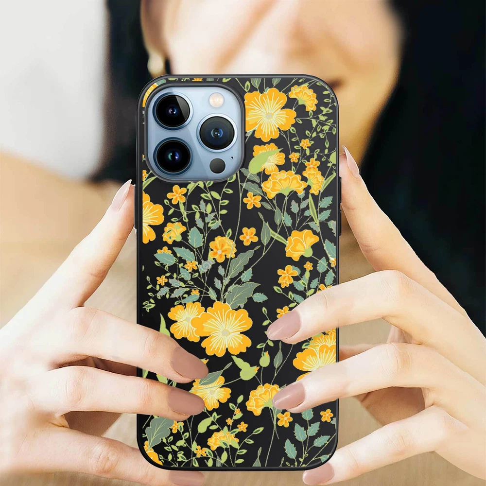 Phone Case For Apple iPhone 14 Pro Max 13 12 15 Flower Lace Protective TPU Cover
